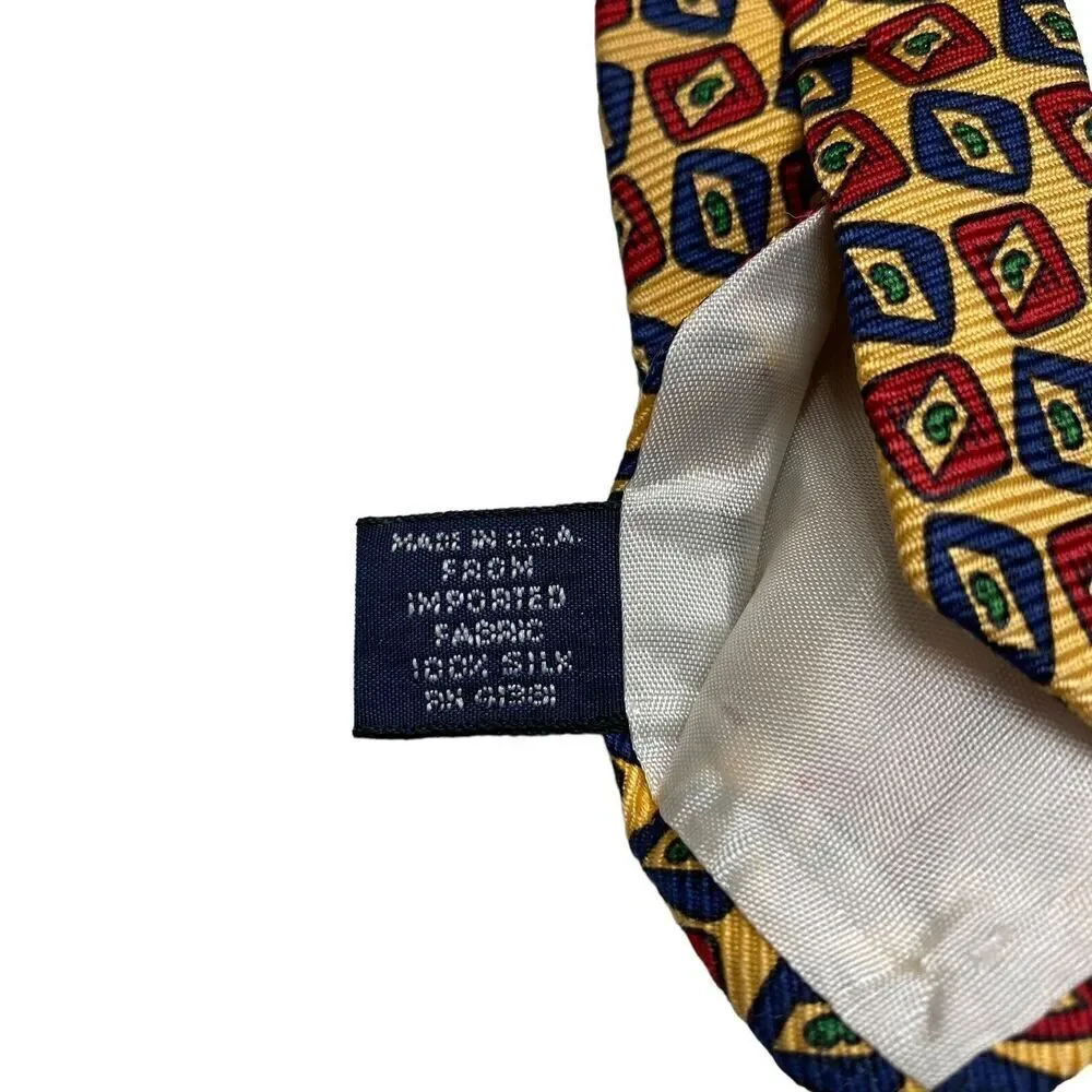Vintage Polo Ralph Lauren Necktie Mens Tie Silk Yellow Preppy Office